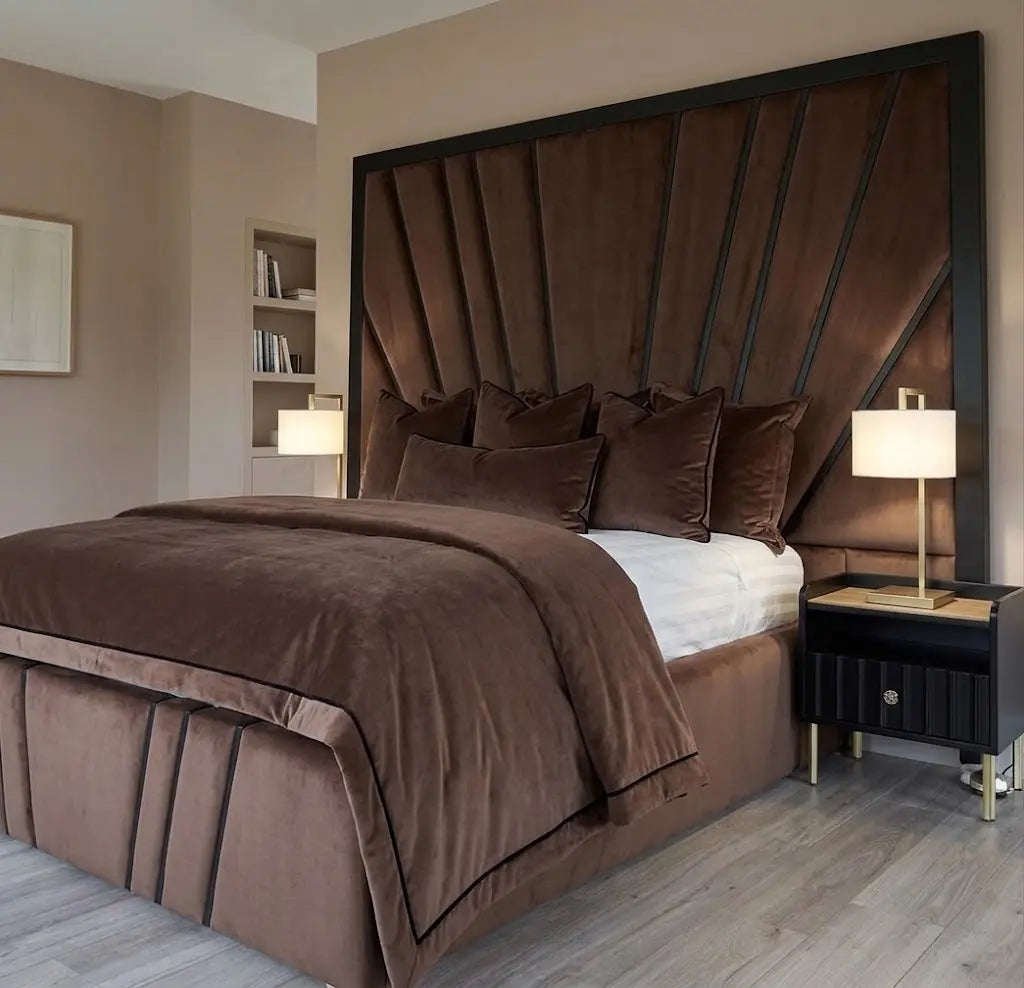 Boston XL Bed – Luxury Upholstered Bed Frame | Single, Double, Queen & King Size | Extra-Deep Padded Headboard & Premium Modern Bedroom Furniture