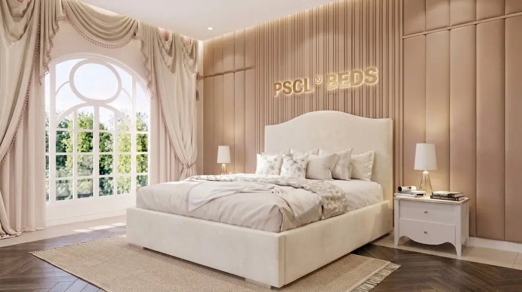 Plain Church Bed – Elegant Fabric Bed with Headboard | Single, Double, Queen & King Size | Classic Luxury Bedroom Furniture