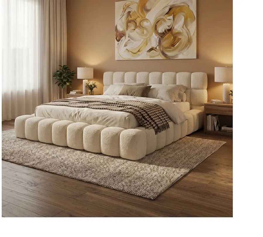 Alexa Qiub Teddy Bed Frame – Premium Soft Padded Headboard | Single, Double, Queen & King