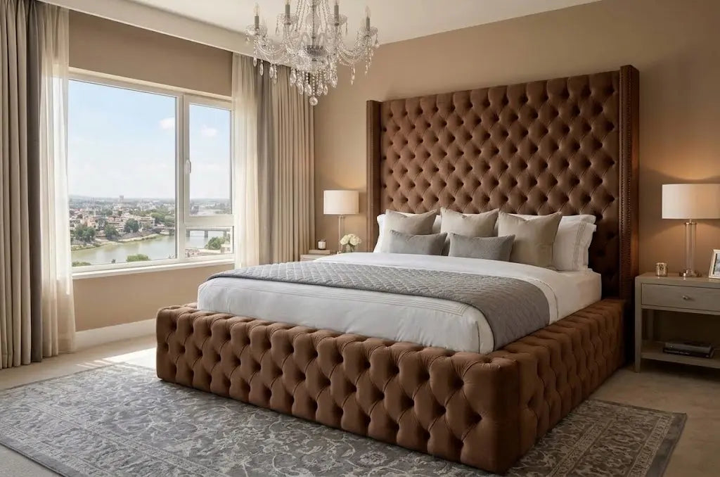 alexa qiub teddy Bed – Premium Teddy Fabric Bed Frame | Single, Double, Queen & King Size | Soft Padded Headboard & Luxury Modern Bedroom Furniture