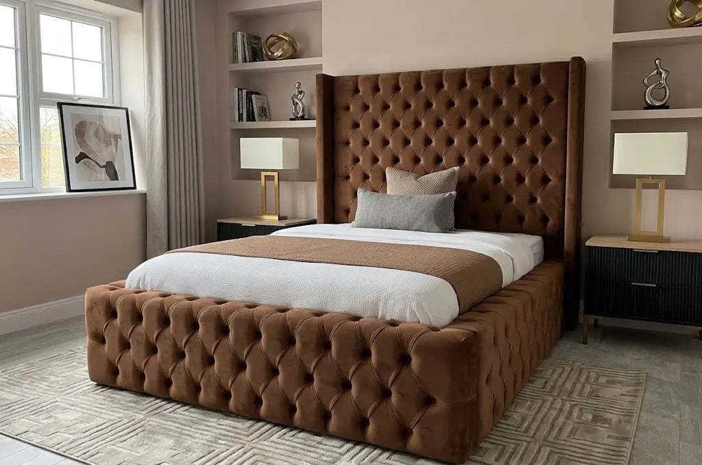 alexa qiub teddy Bed – Premium Teddy Fabric Bed Frame | Single, Double, Queen & King Size | Soft Padded Headboard & Luxury Modern Bedroom Furniture