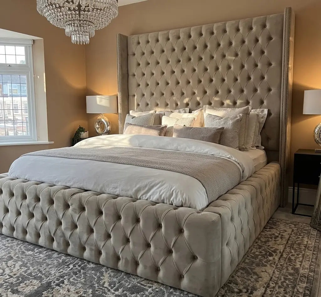 alexa qiub teddy Bed – Premium Teddy Fabric Bed Frame | Single, Double, Queen & King Size | Soft Padded Headboard & Luxury Modern Bedroom Furniture