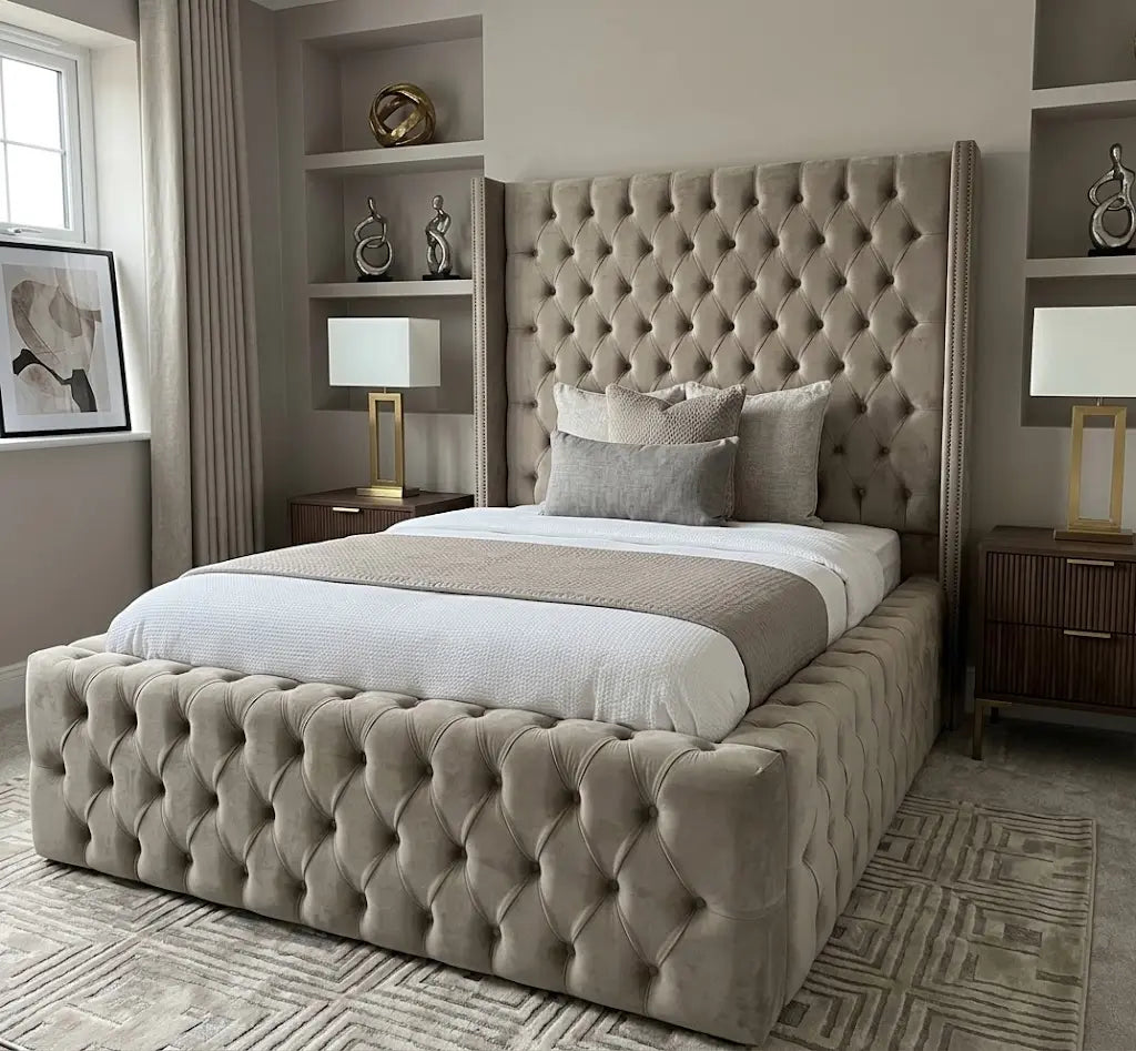 alexa qiub teddy Bed – Premium Teddy Fabric Bed Frame | Single, Double, Queen & King Size | Soft Padded Headboard & Luxury Modern Bedroom Furniture