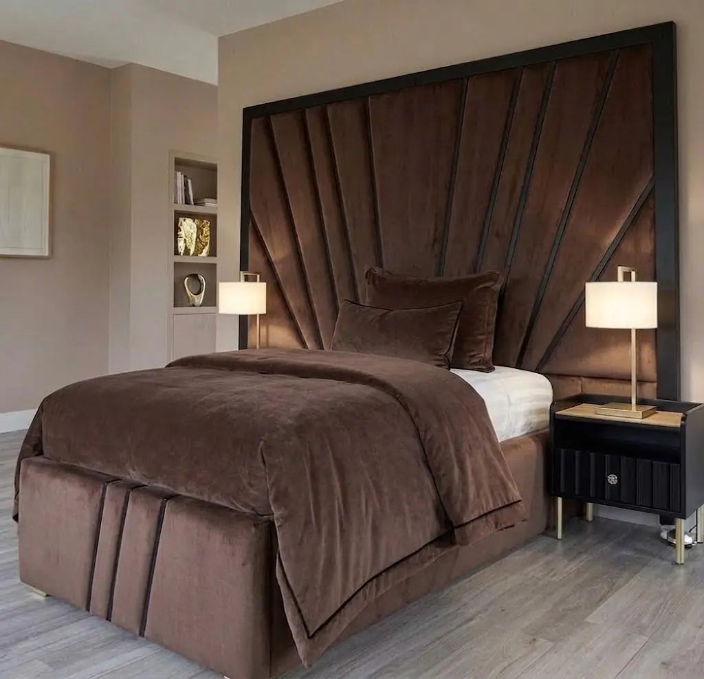 Boston XL Bed – Luxury Upholstered Bed Frame | Single, Double, Queen & King Size | Extra-Deep Padded Headboard & Premium Modern Bedroom Furniture