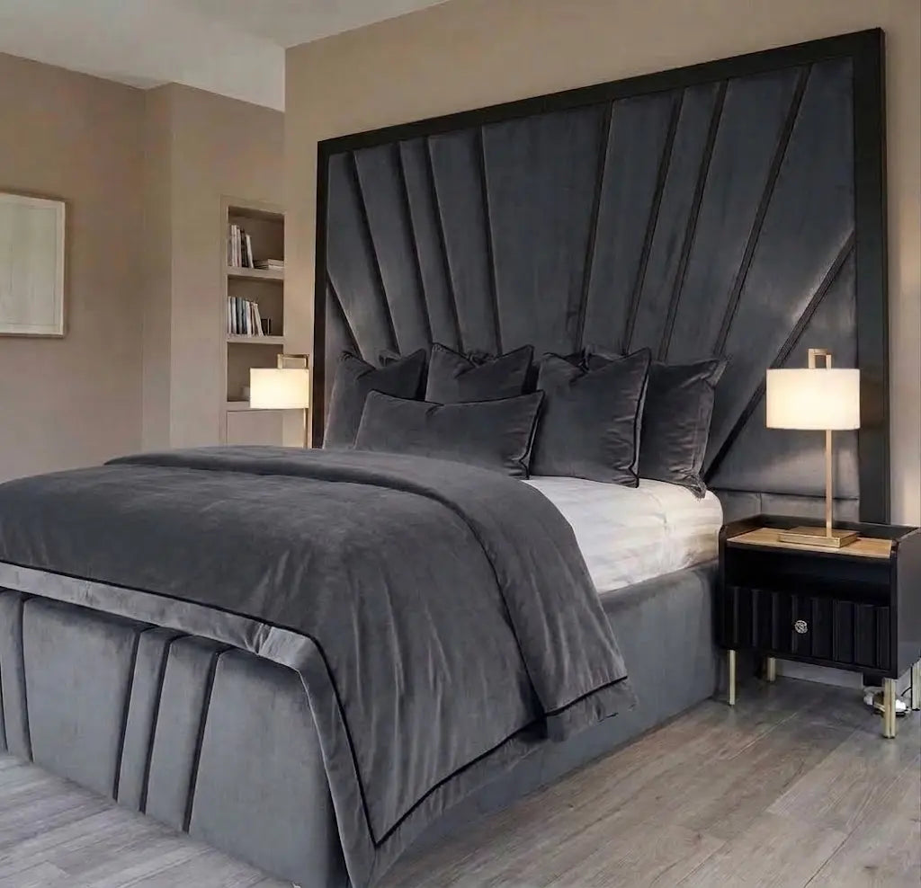 Boston XL Bed – Luxury Upholstered Bed Frame | Single, Double, Queen & King Size | Extra-Deep Padded Headboard & Premium Modern Bedroom Furniture