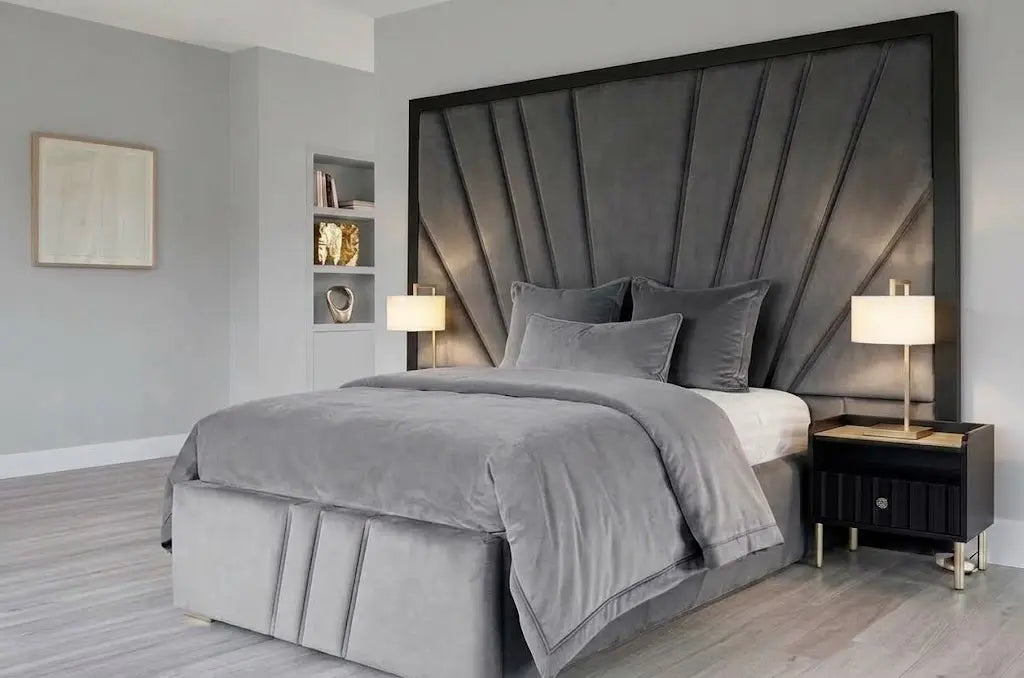 Boston XL Bed – Luxury Upholstered Bed Frame | Single, Double, Queen & King Size | Extra-Deep Padded Headboard & Premium Modern Bedroom Furniture