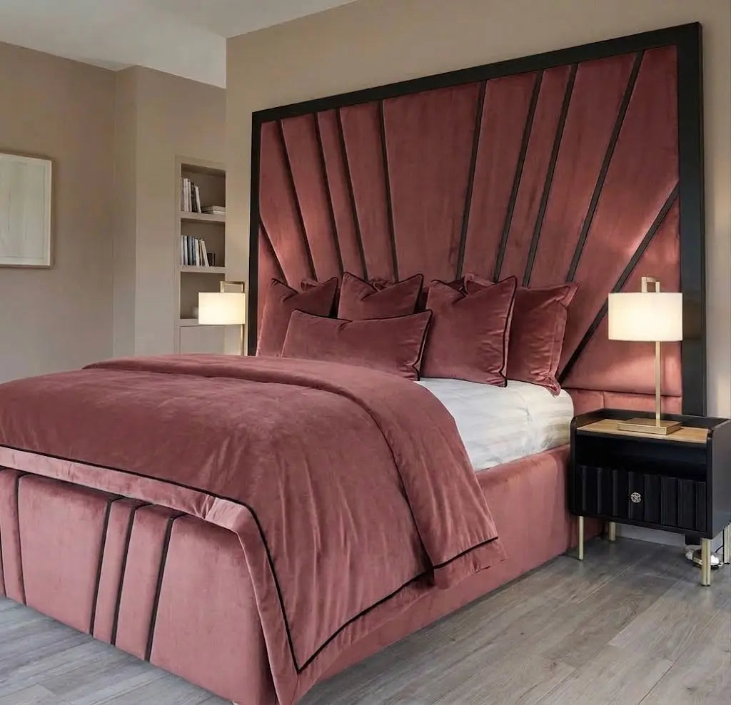 Boston XL Bed – Luxury Upholstered Bed Frame | Single, Double, Queen & King Size | Extra-Deep Padded Headboard & Premium Modern Bedroom Furniture