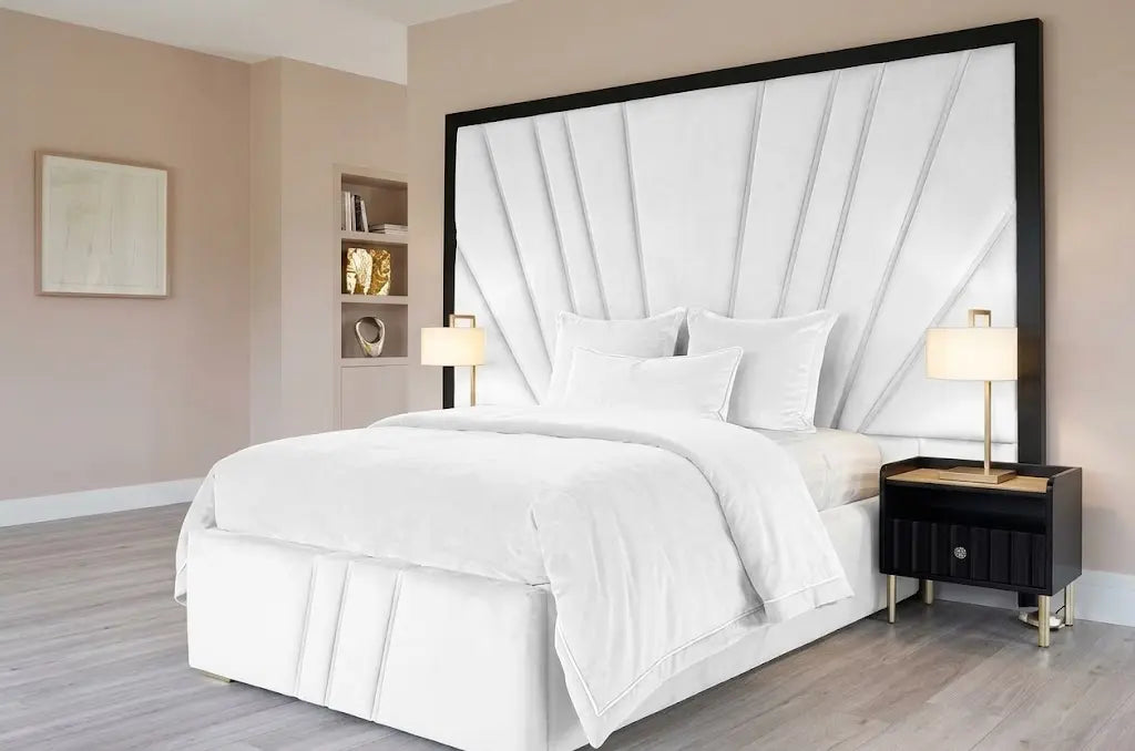Boston XL Bed – Luxury Upholstered Bed Frame | Single, Double, Queen & King Size | Extra-Deep Padded Headboard & Premium Modern Bedroom Furniture
