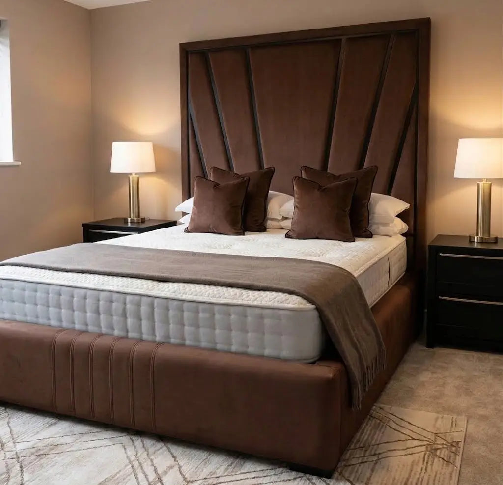 Boston Short Bed – Premium Upholstered Bed Frame | Single, Double, Queen & King Size | Compact Padded Headboard & Modern Bedroom Furniture