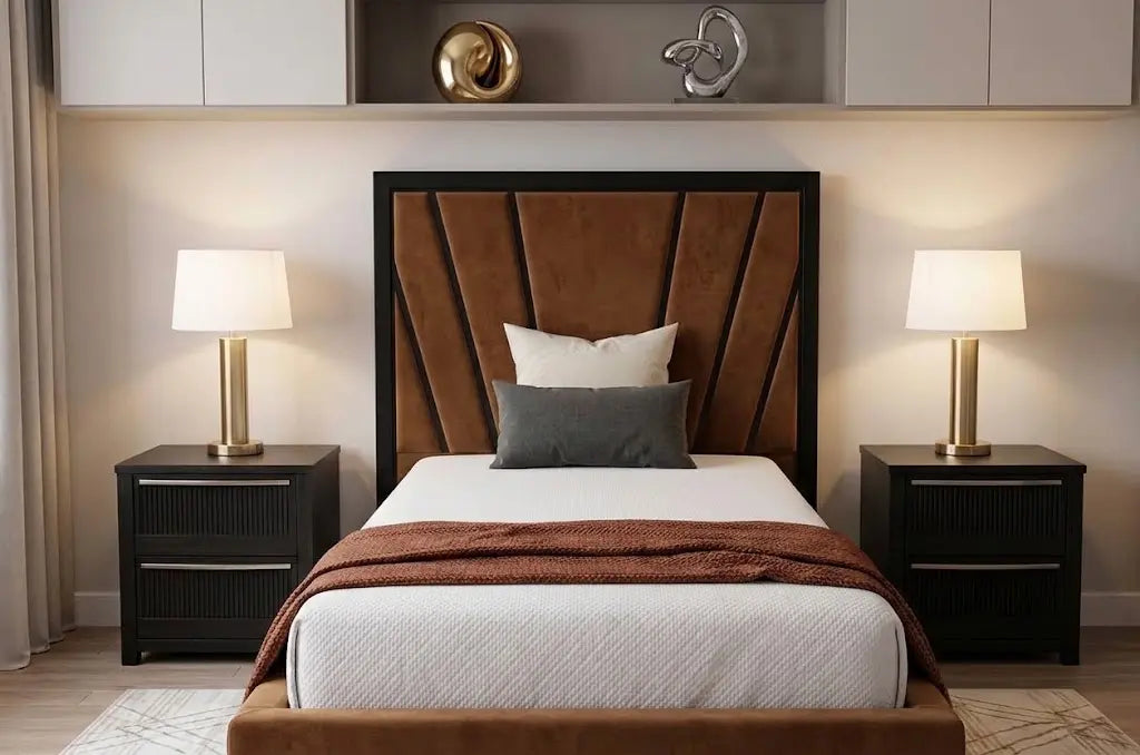 Boston Short Bed – Premium Upholstered Bed Frame | Single, Double, Queen & King Size | Compact Padded Headboard & Modern Bedroom Furniture