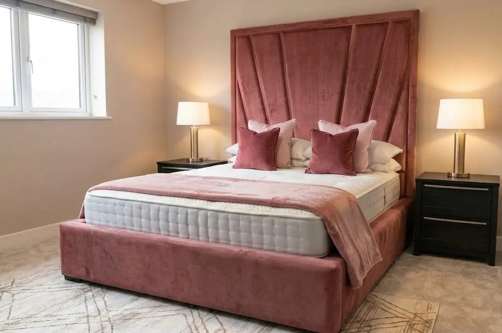 Boston Short Bed – Premium Upholstered Bed Frame | Single, Double, Queen & King Size | Compact Padded Headboard & Modern Bedroom Furniture