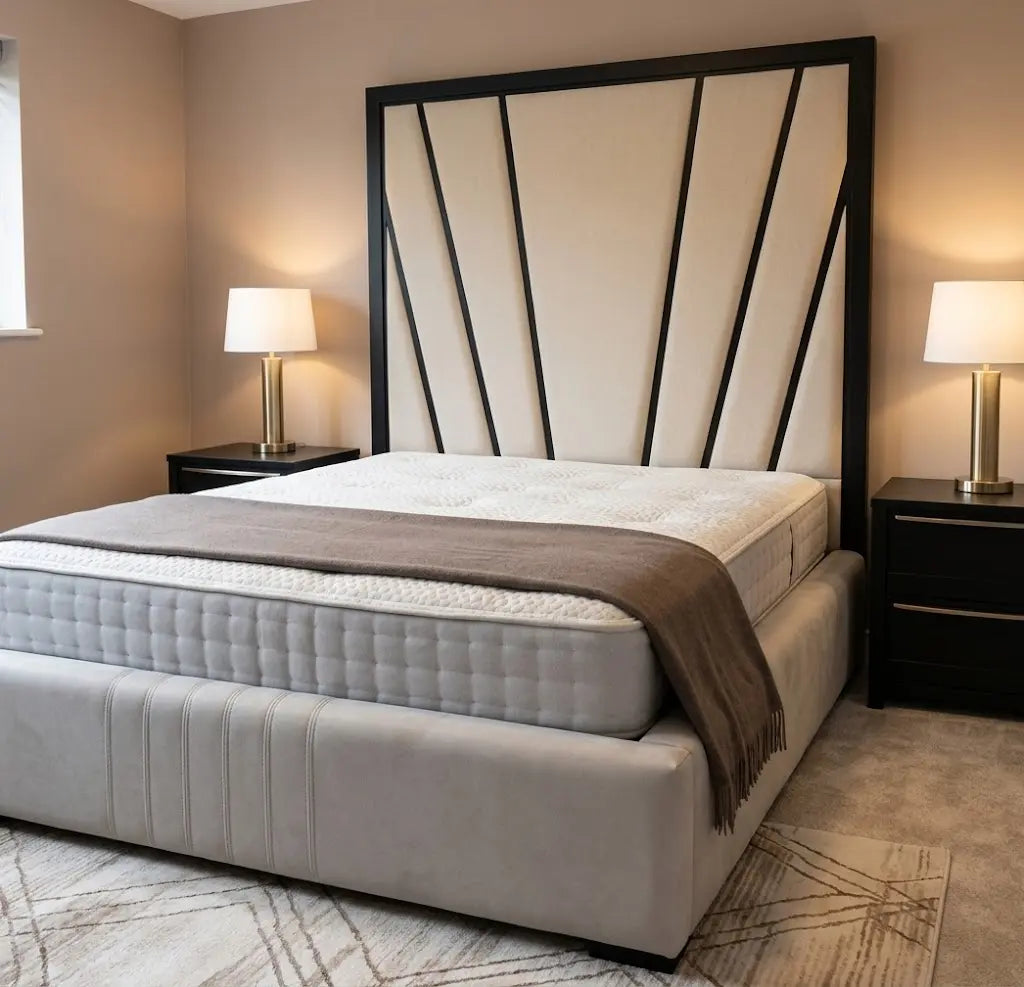 Boston Short Bed – Premium Upholstered Bed Frame | Single, Double, Queen & King Size | Compact Padded Headboard & Modern Bedroom Furniture