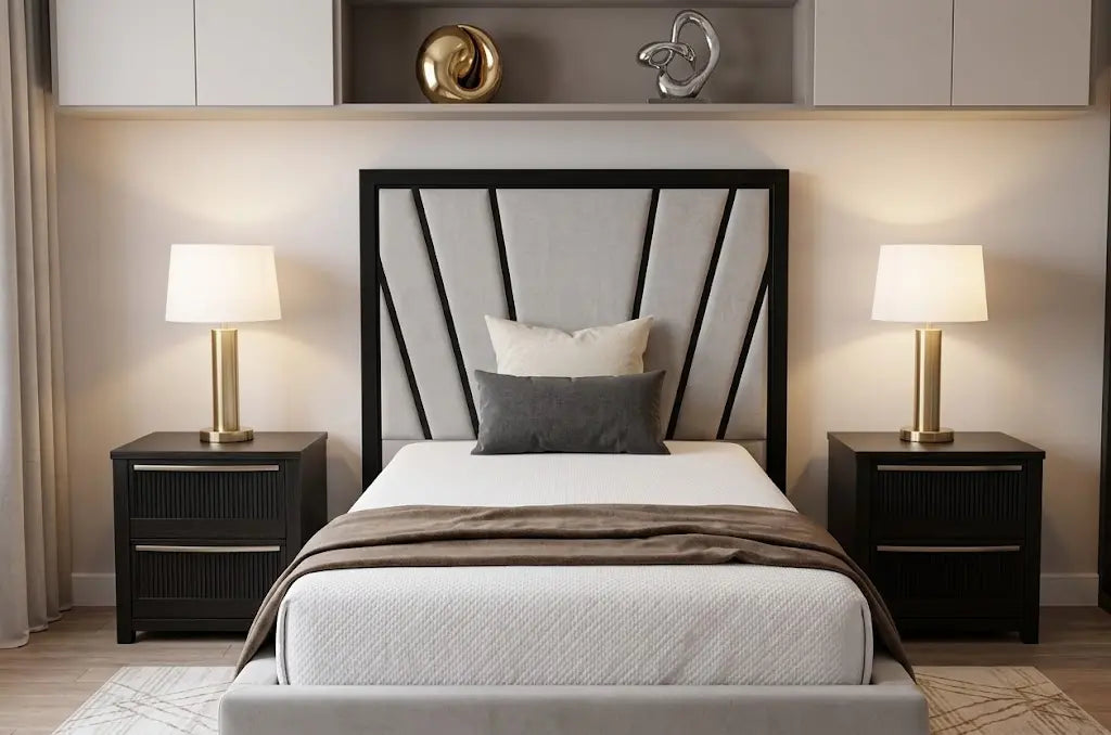 Boston Short Bed – Premium Upholstered Bed Frame | Single, Double, Queen & King Size | Compact Padded Headboard & Modern Bedroom Furniture