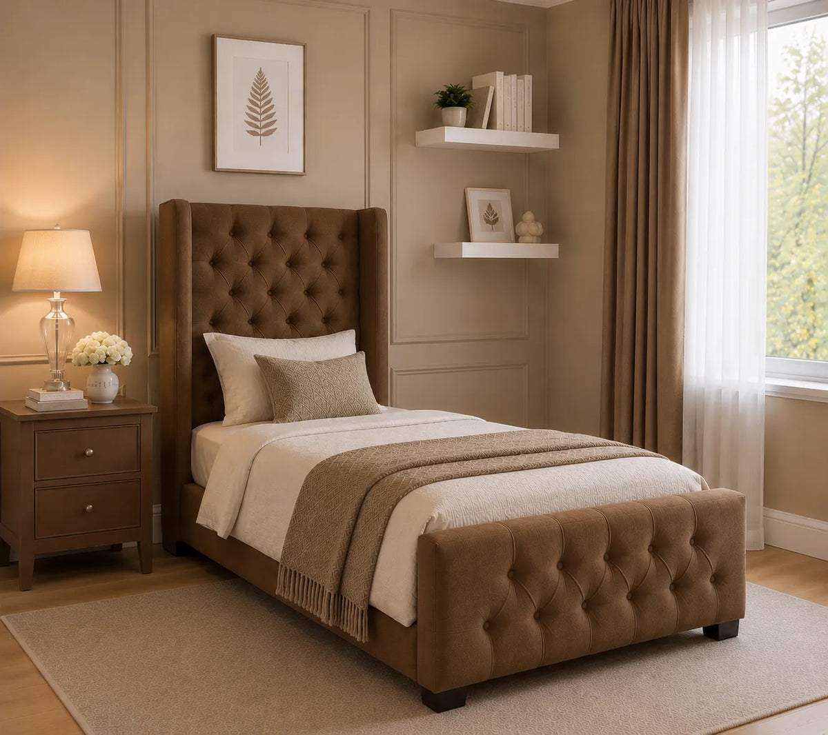 Chester Bed Frame – Luxury Upholstered Fabric Bed | Single, Double, Queen & King Size | Modern Bedroom Furniture