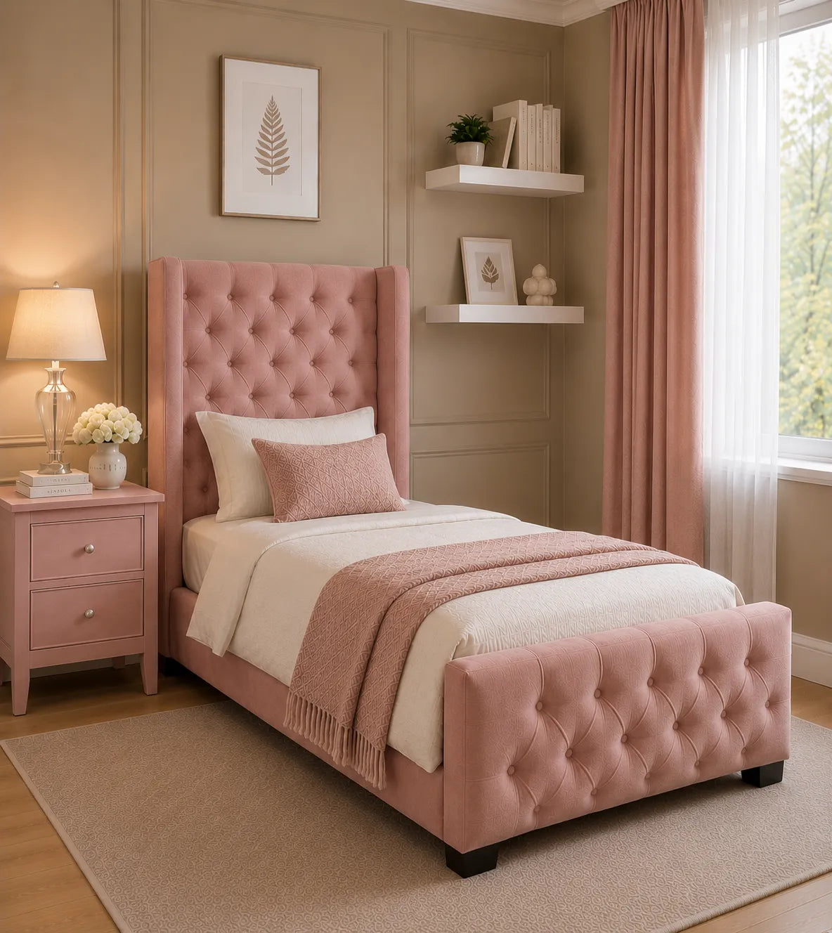 Chester Bed Frame – Luxury Upholstered Fabric Bed | Single, Double, Queen & King Size | Modern Bedroom Furniture