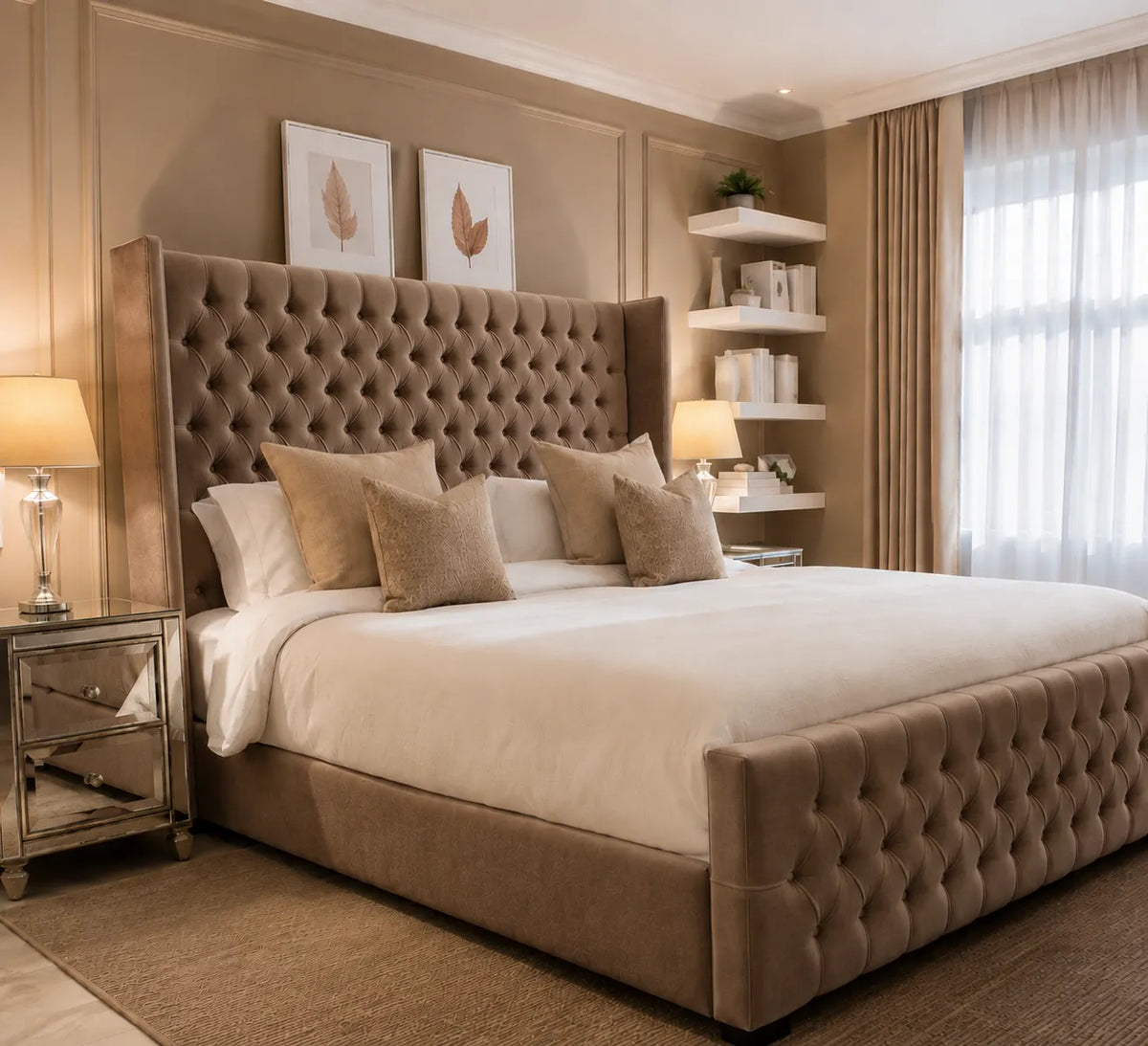 Chester Bed Frame – Luxury Upholstered Fabric Bed | Single, Double, Queen & King Size | Modern Bedroom Furniture