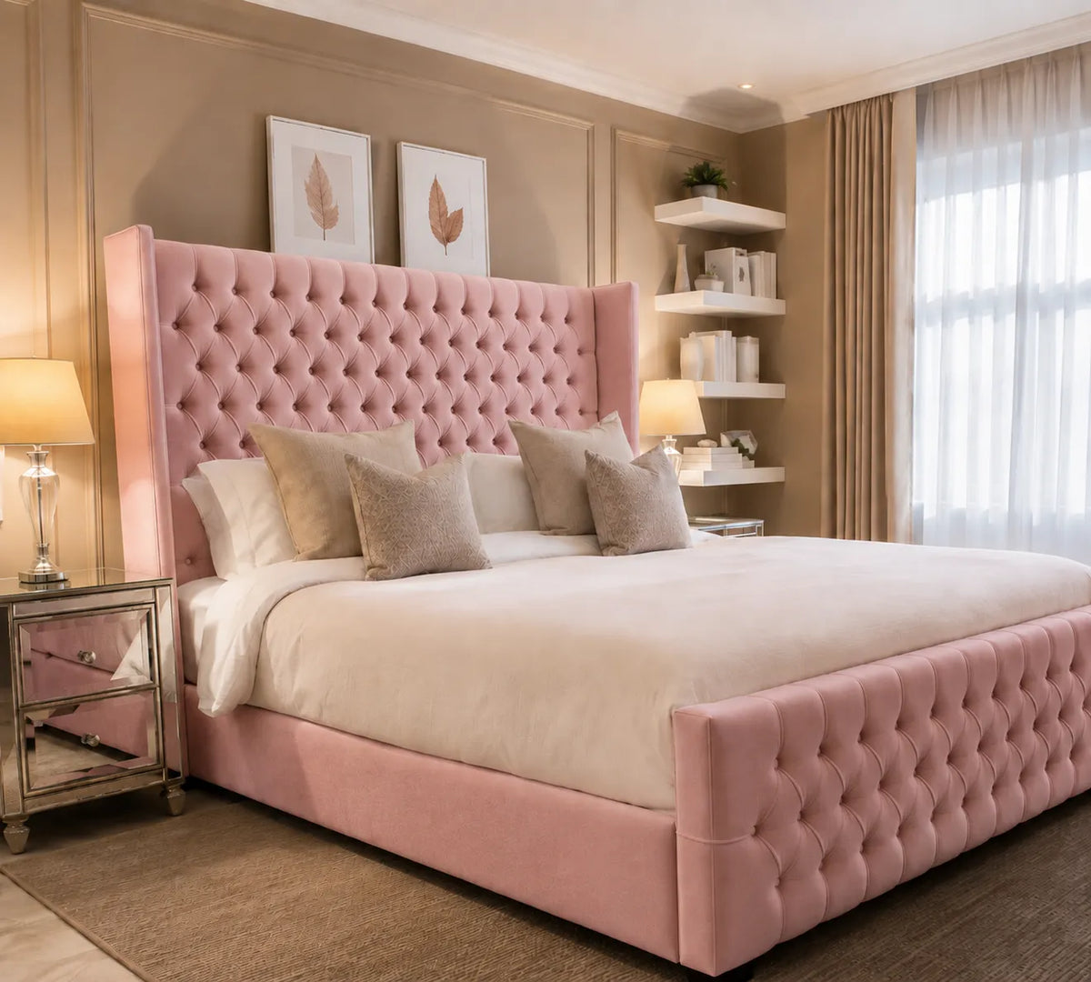 Chester Bed Frame – Luxury Upholstered Fabric Bed | Single, Double, Queen & King Size | Modern Bedroom Furniture
