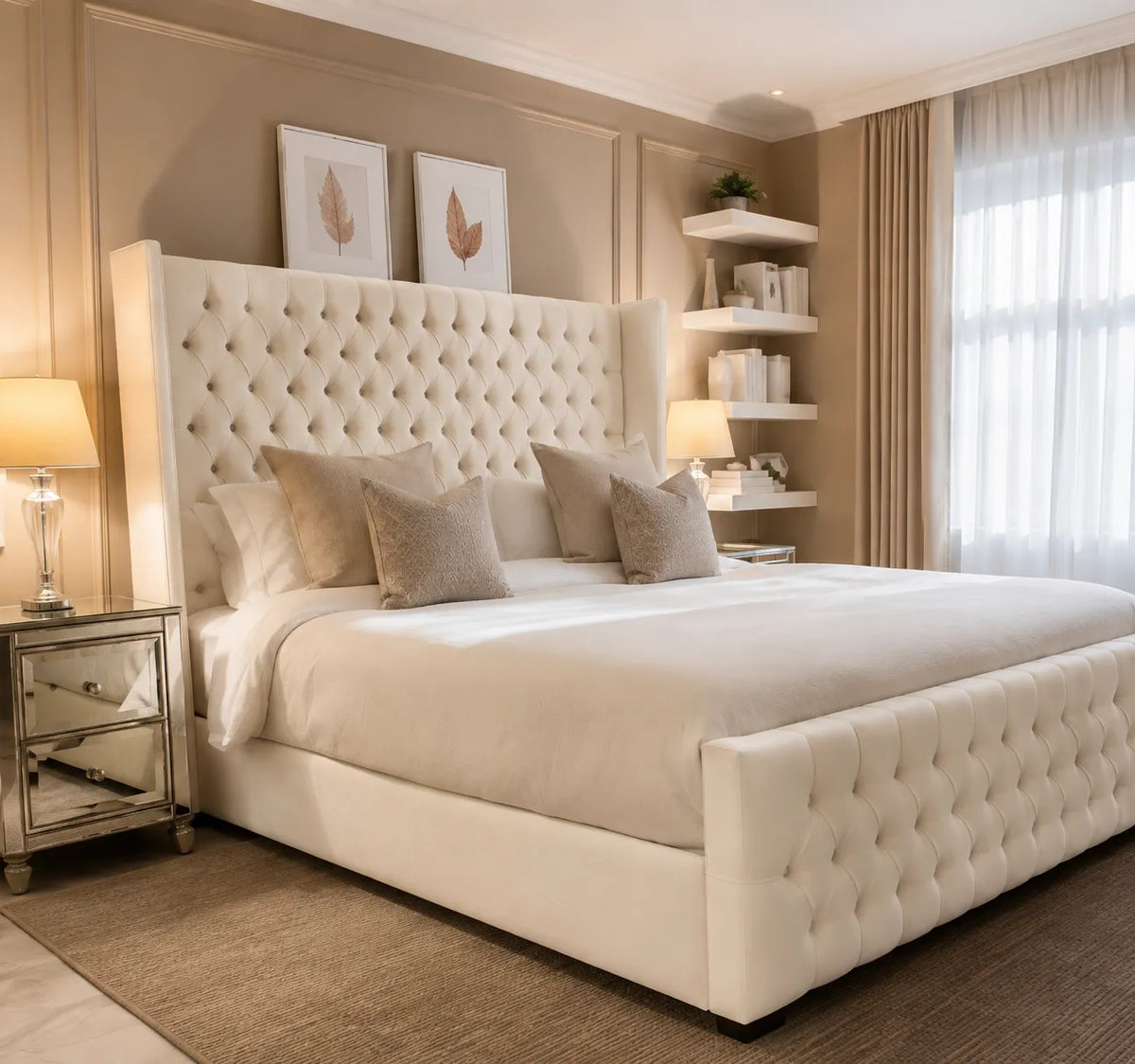 Chester Bed Frame – Luxury Upholstered Fabric Bed | Single, Double, Queen & King Size | Modern Bedroom Furniture