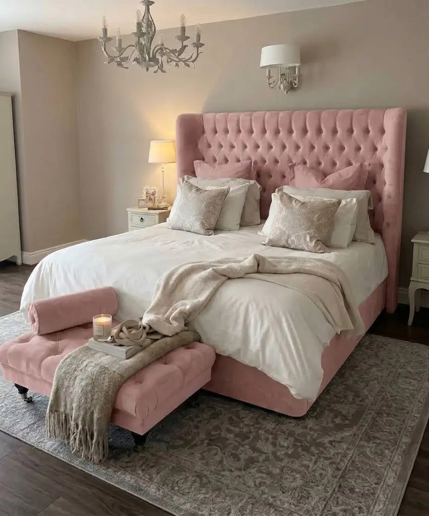 Hampton Wing Curve Bed – Curved Upholstered Bed Frame | Single, Double, Queen & King Size | Luxury Wingback Headboard & Modern Bedroom Furniture