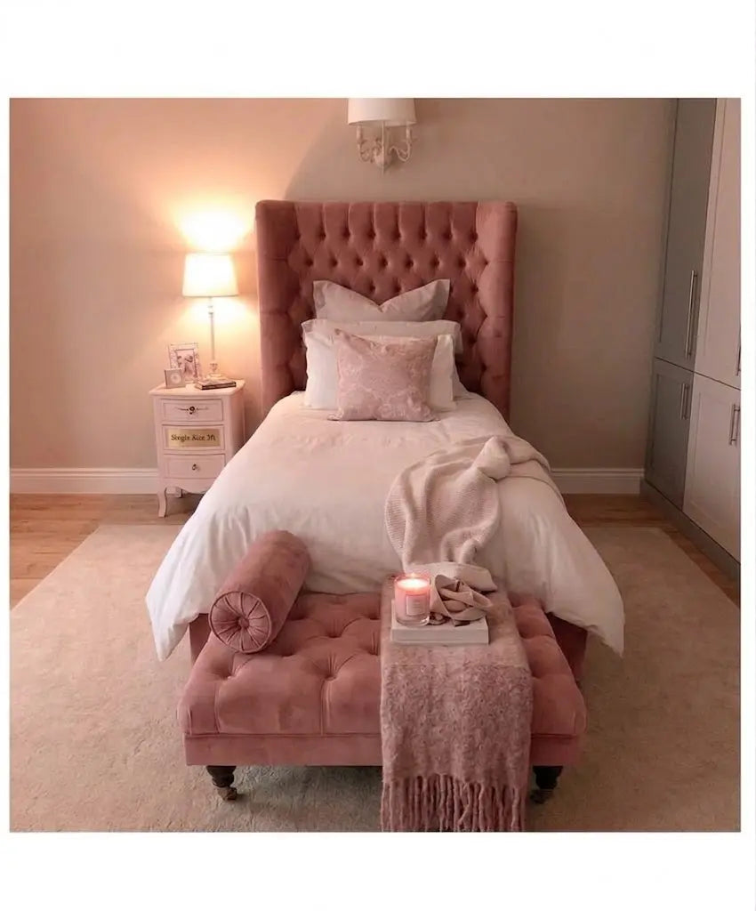 Hampton Wing Curve Bed – Curved Upholstered Bed Frame | Single, Double, Queen & King Size | Luxury Wingback Headboard & Modern Bedroom Furniture