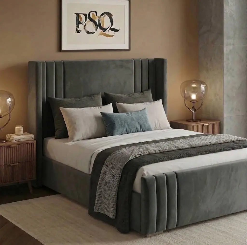 Hungry Wing Bed – Designer Wingback Bed Frame | Single, Double, Queen & King Size | Modern Upholstered Headboard & Elegant Bedroom Furniture