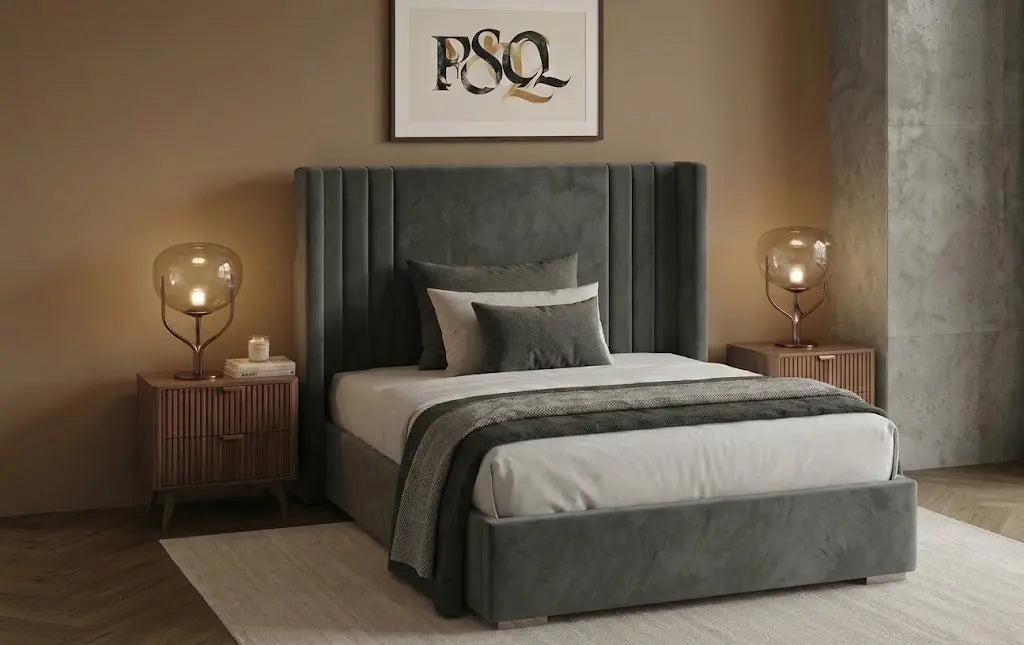 Hungry Wing Bed – Designer Wingback Bed Frame | Single, Double, Queen & King Size | Modern Upholstered Headboard & Elegant Bedroom Furniture