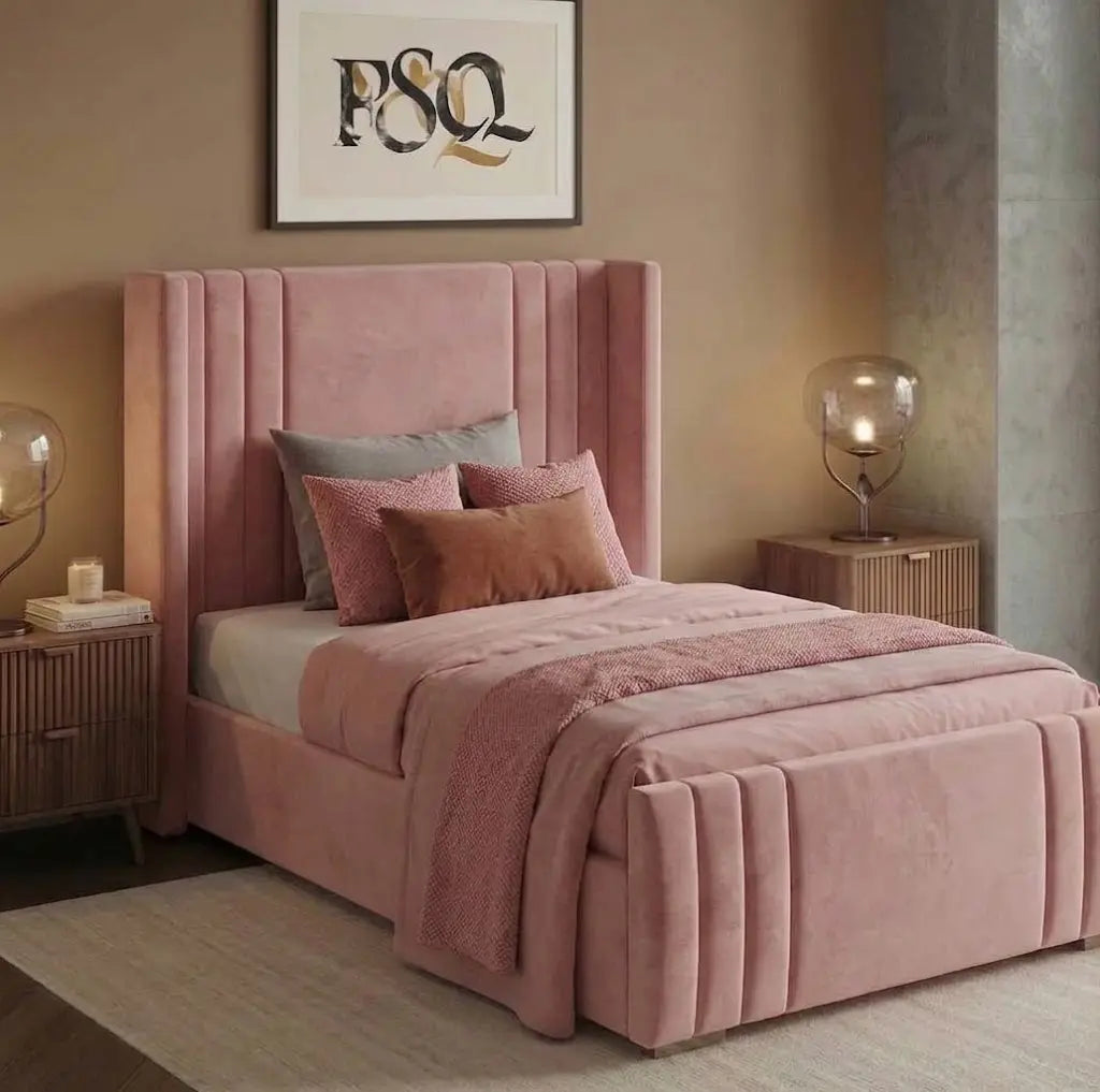 Hungry Wing Bed – Designer Wingback Bed Frame | Single, Double, Queen & King Size | Modern Upholstered Headboard & Elegant Bedroom Furniture