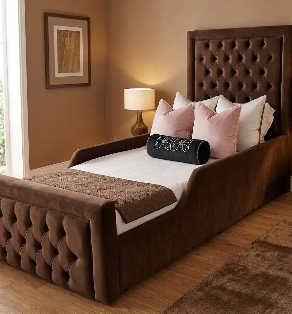 Kids Bed – Stylish Upholstered Bed Frame | Single, Double, Queen & King Size | Comfortable Padded Headboard & Modern Children’s Bedroom Furniture