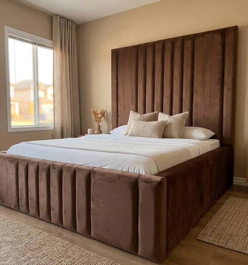 Manhattan Napoli Bed – Luxury Upholstered Bed Frame | Single, Double, Queen & King Size | Premium Padded Headboard & Contemporary Bedroom Furniture