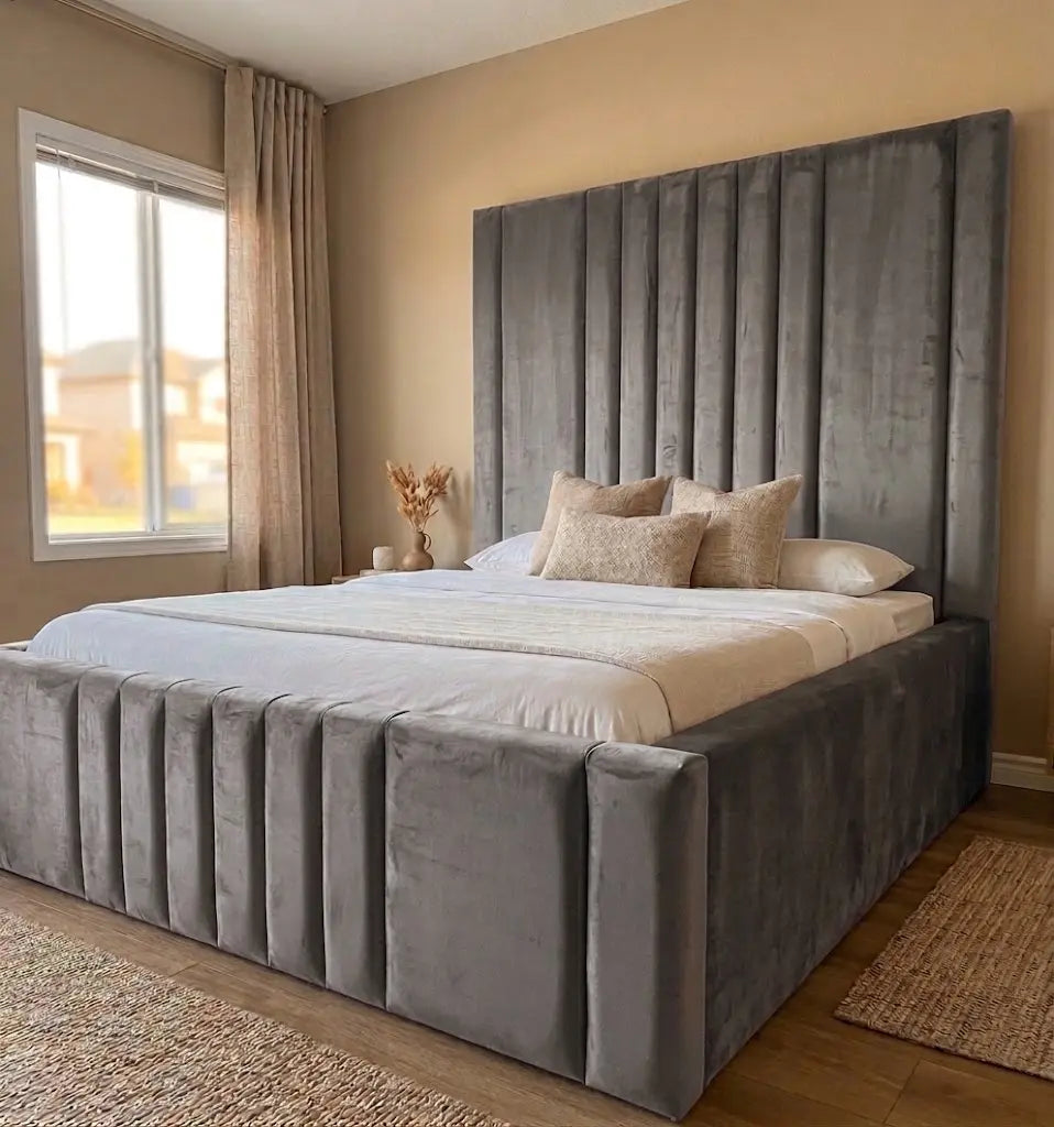 Manhattan Napoli Bed – Luxury Upholstered Bed Frame | Single, Double, Queen & King Size | Premium Padded Headboard & Contemporary Bedroom Furniture