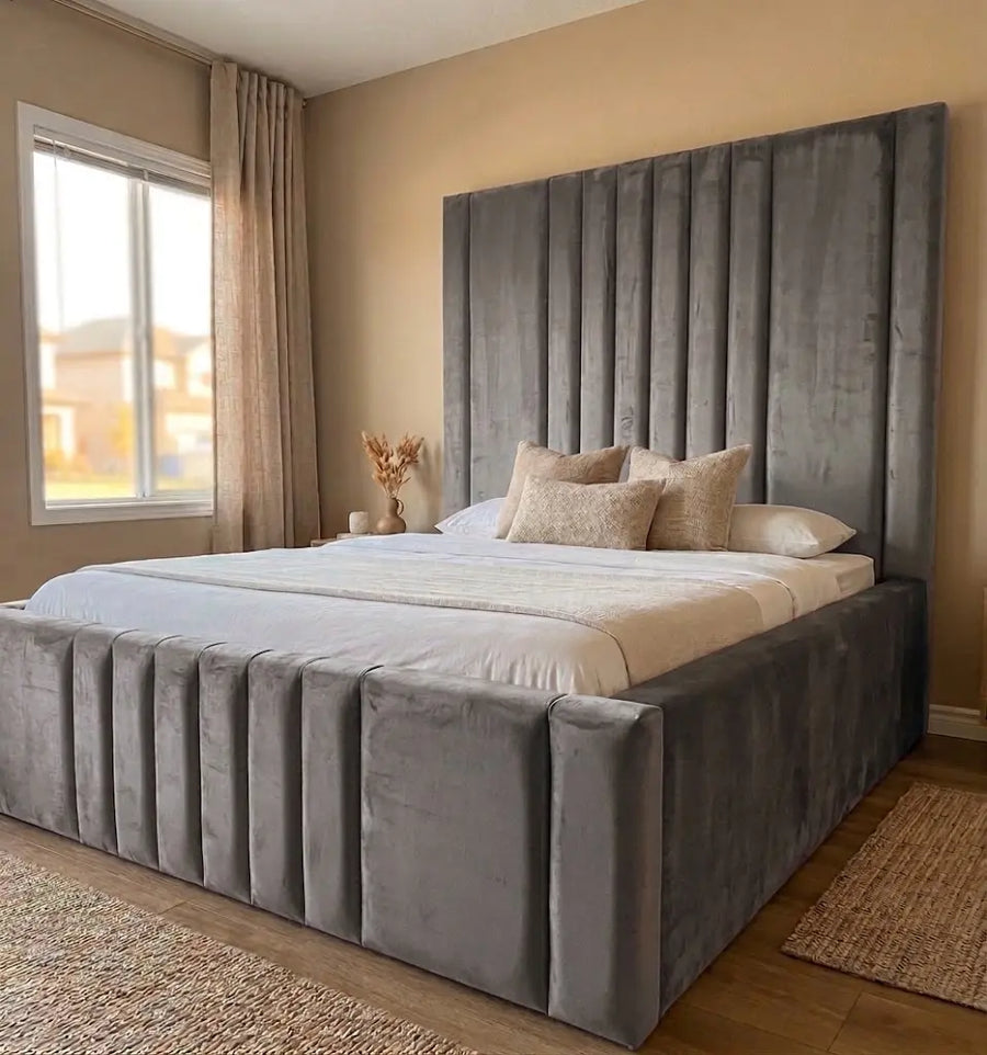 Manhattan Napoli Bed – Luxury Upholstered Bed Frame | Single, Double, Queen & King Size | Premium Padded Headboard & Contemporary Bedroom Furniture