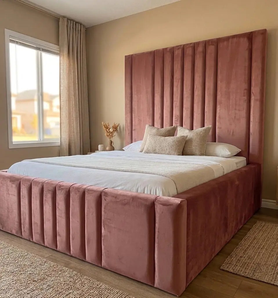Manhattan Napoli Bed – Luxury Upholstered Bed Frame | Single, Double, Queen & King Size | Premium Padded Headboard & Contemporary Bedroom Furniture