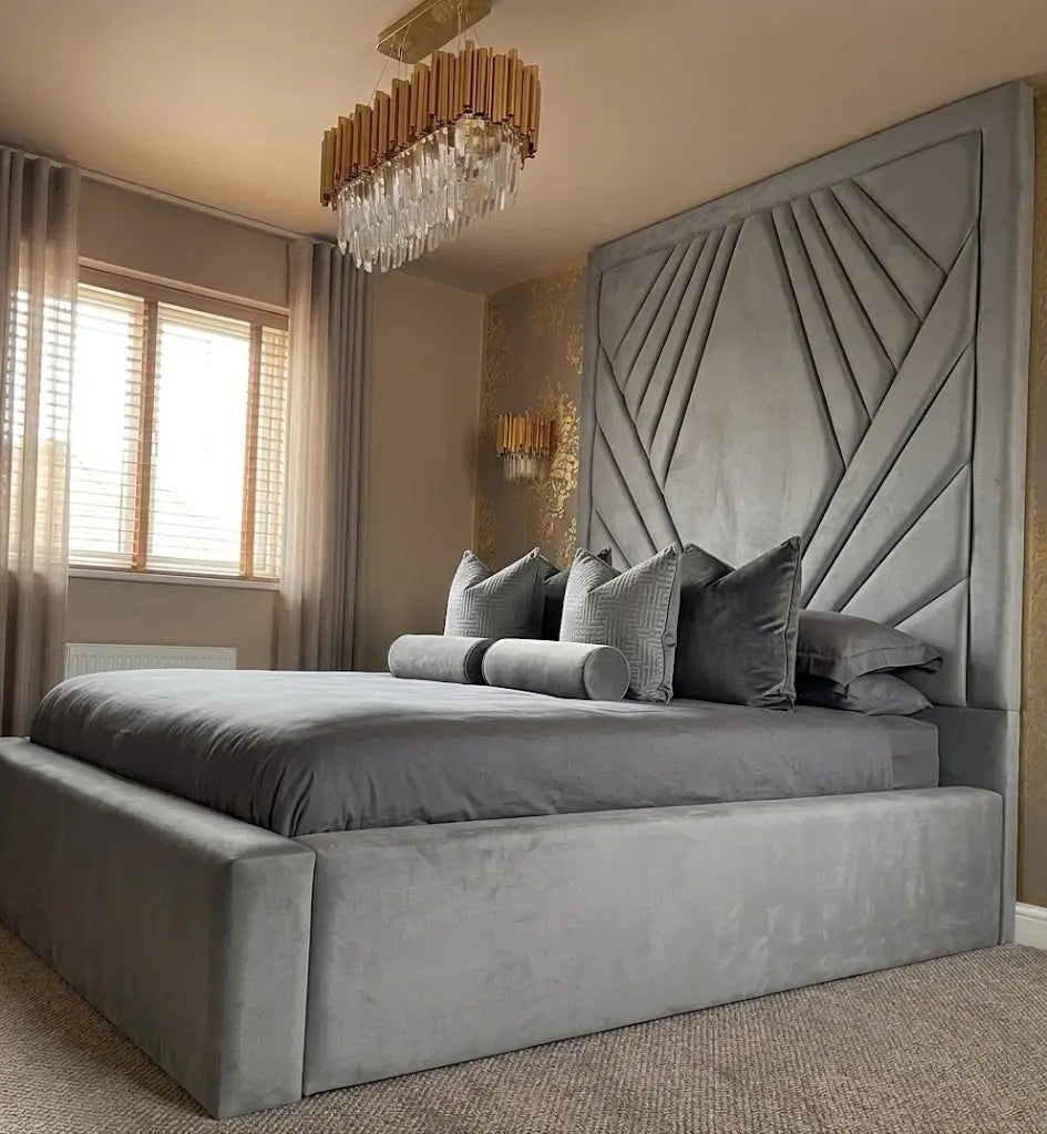 Pyramid Bed – Premium Upholstered Bed Frame | Single, Double, Queen & King Size | Stylish Padded Headboard & Contemporary Luxury Bedroom Furniture