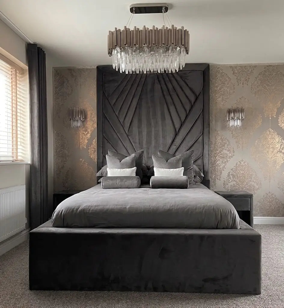 Pyramid Bed – Premium Upholstered Bed Frame | Single, Double, Queen & King Size | Stylish Padded Headboard & Contemporary Luxury Bedroom Furniture