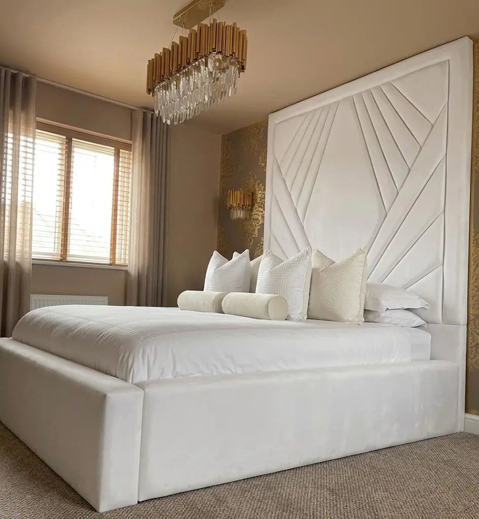 Pyramid Bed – Premium Upholstered Bed Frame | Single, Double, Queen & King Size | Stylish Padded Headboard & Contemporary Luxury Bedroom Furniture