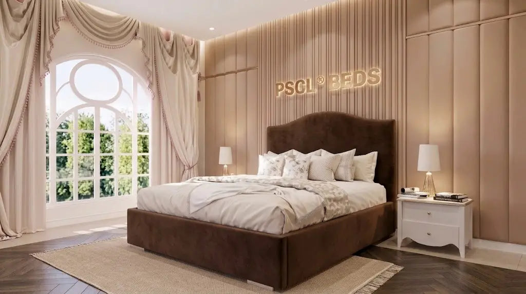 Plain Church Bed – Elegant Fabric Bed with Headboard | Single, Double, Queen & King Size | Classic Luxury Bedroom Furniture