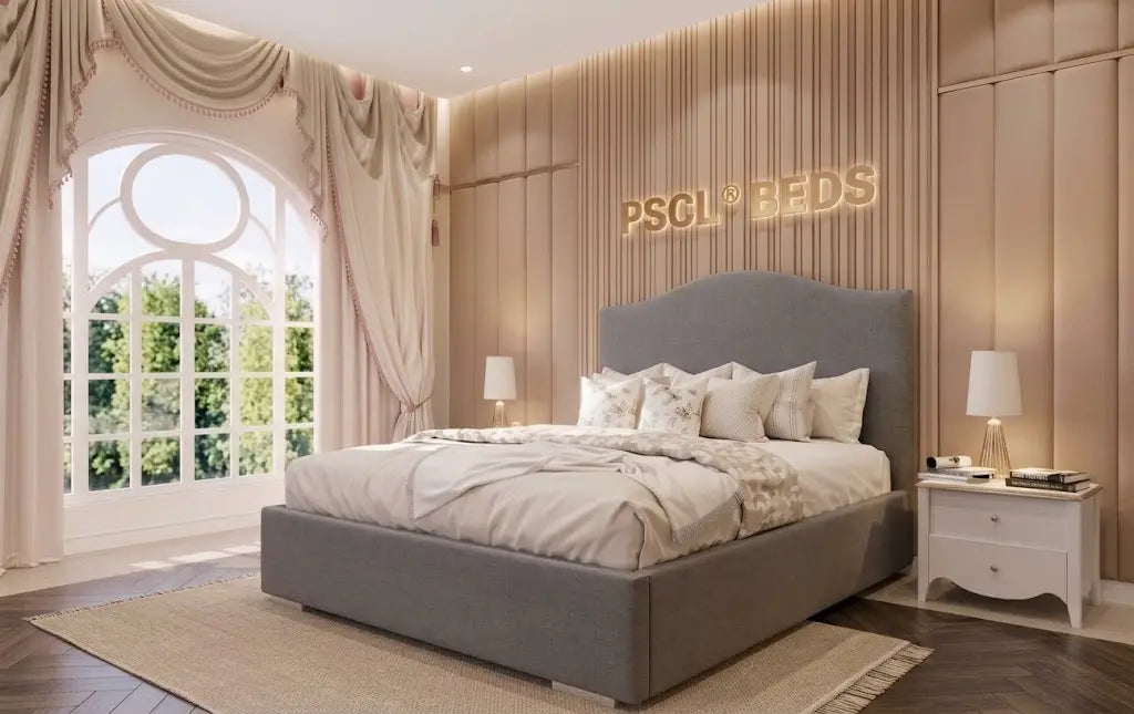 Plain Church Bed – Elegant Fabric Bed with Headboard | Single, Double, Queen & King Size | Classic Luxury Bedroom Furniture