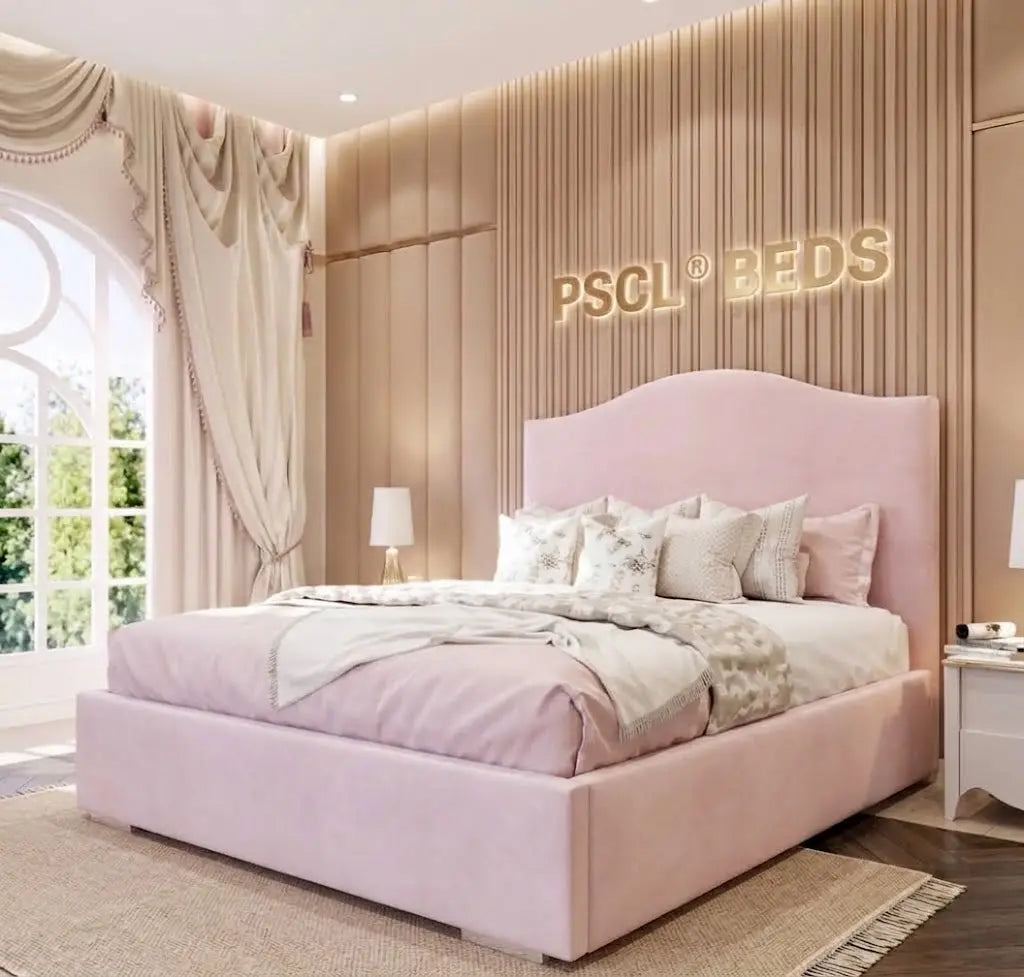 Plain Church Bed – Elegant Fabric Bed with Headboard | Single, Double, Queen & King Size | Classic Luxury Bedroom Furniture