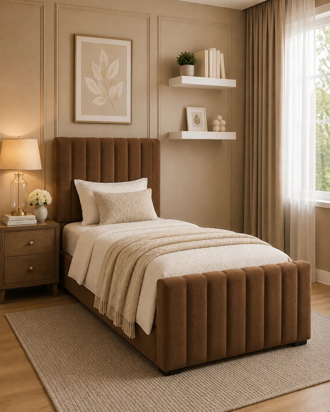 Valentino Bed – Premium Upholstered Bed Frame | Single, Double, Queen & King Size | Elegant Bedroom Furniture