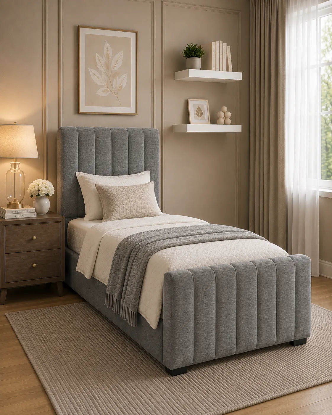 Valentino Bed – Premium Upholstered Bed Frame | Single, Double, Queen & King Size | Elegant Bedroom Furniture