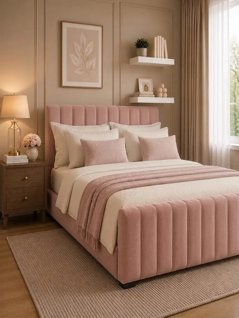 Valentino Bed – Premium Upholstered Bed Frame | Single, Double, Queen & King Size | Elegant Bedroom Furniture