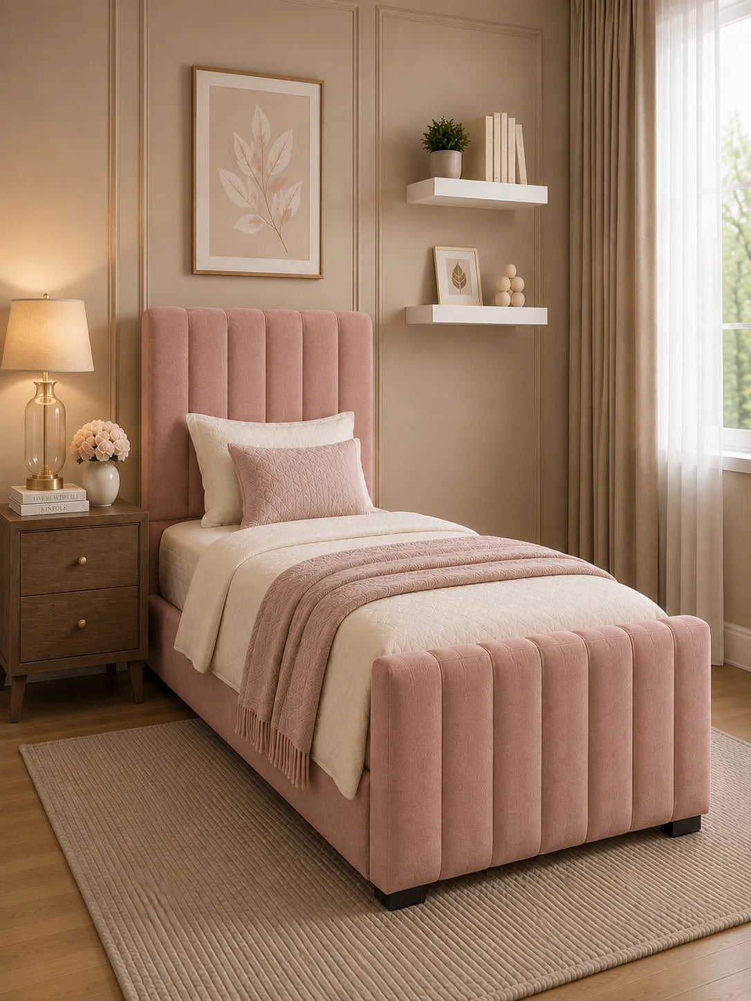 Valentino Bed – Premium Upholstered Bed Frame | Single, Double, Queen & King Size | Elegant Bedroom Furniture